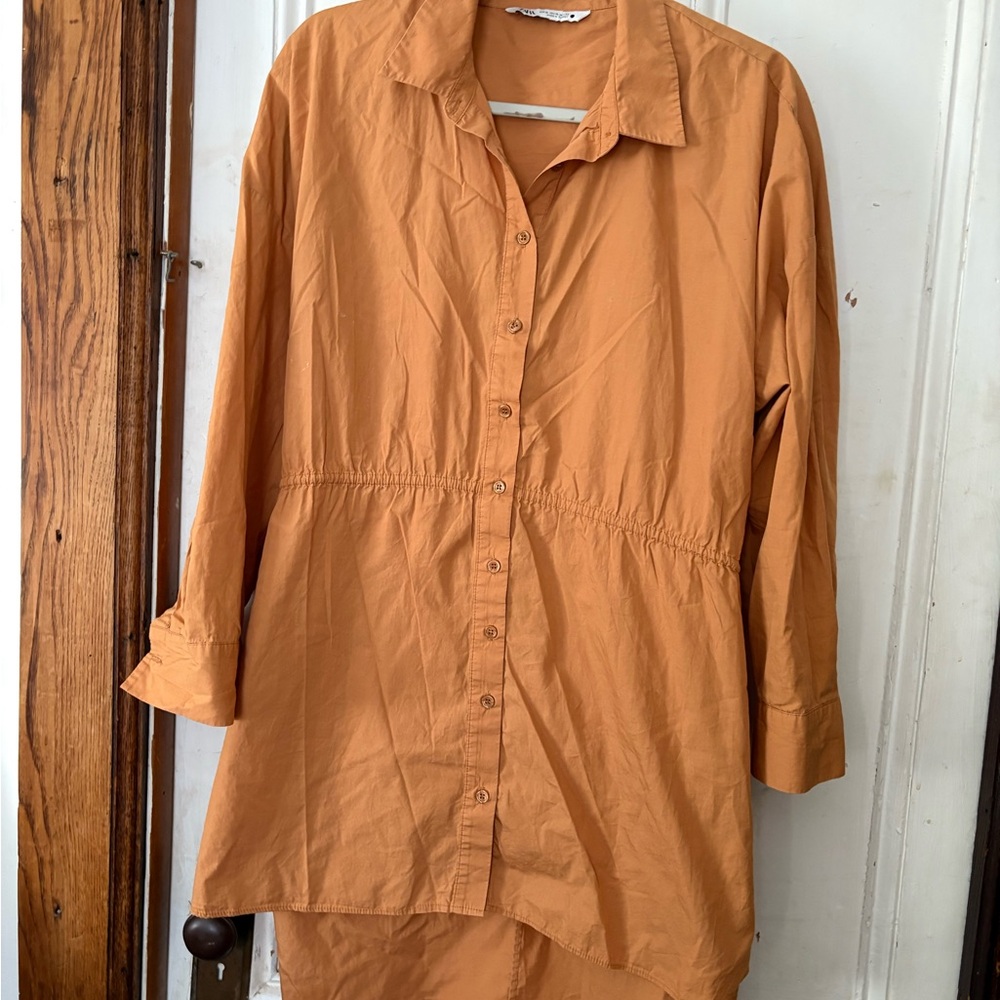 Zara Apricot Shirt Dress